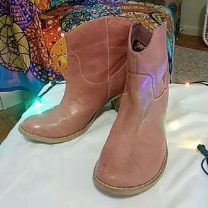 Diba Pink Leather Western Boots